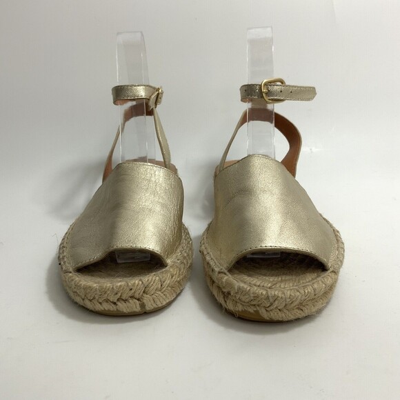 Anthropologie Maypol Sandals Gold-tone Peep-toe Espadrille Spain 37 - Picture 4 of 12